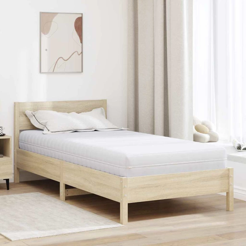 vidaXL Στρώμα με Στρώση Καρύδας Λευκό 90 x 200 cm Τσέπες ελατηρίων