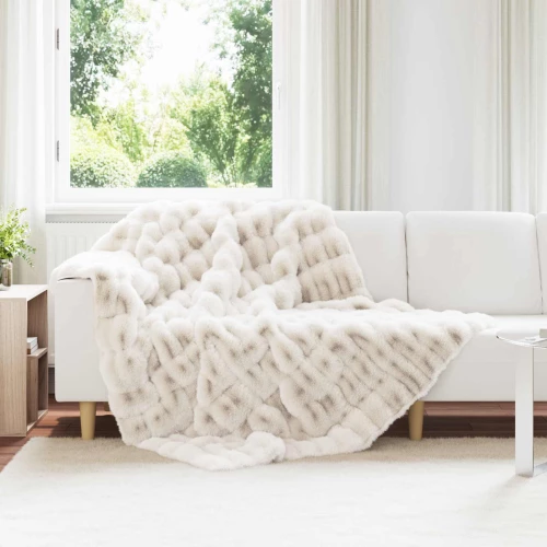 vidaXL Ψεύτικη κουβέρτα από κουνέλι 4 pcs Λευκό 150 x 220 cm
