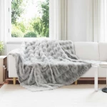 vidaXL Ψεύτικη κουβέρτα από κουνέλι 4 pcs Γκρι 220 x 240 cm