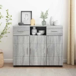 vidaXL Πλαϊνό γραφείο με συρτάρι Γκρι sonoma 88,5 x 30,5 x 73 εκ