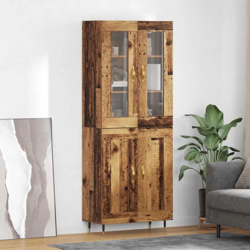 vidaXL Highboard Επιτοίχιο 2 pcs Παλιό ξύλο 69,5 x 34 x 180 εκ.