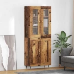 vidaXL Highboard Επιτοίχιο 2 pcs Παλιό ξύλο 69,5 x 34 x 180 εκ.
