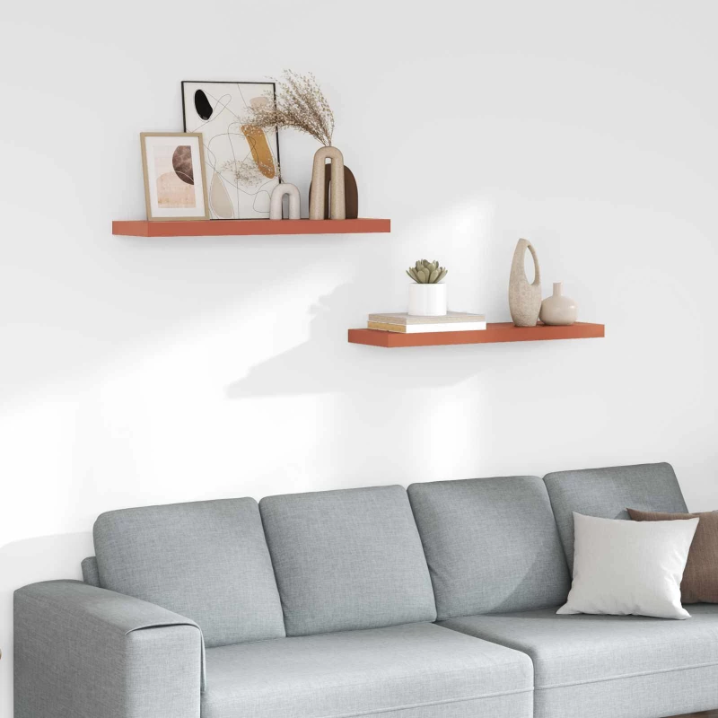 vidaXL Ράφι Τοίχου 2 pcs Κόκκινο 90 x 23,5 x 4 εκ Επεξεργασμένο ξύλο