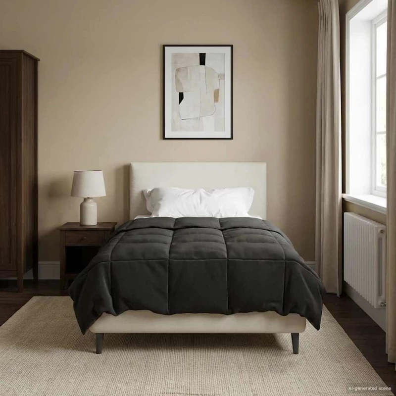 vidaXL Καλοκαιρινό Παπλωματοθήκη Ανθρακί 155 x 200 εκ. Μικροΐνες