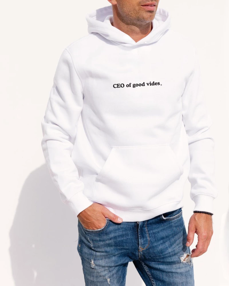 Αντρικό Φούτερ Με Τύπωμα CEO Of Good Vibes 527265-Λευκό