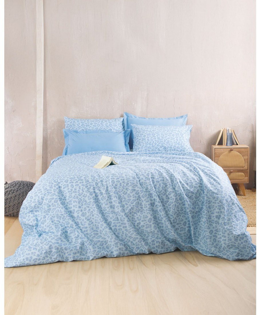 Σετ Σεντόνια Μονά με Λάστιχο 3 Τεμαχίων Rythmos Nala Μπλε 105x205+25