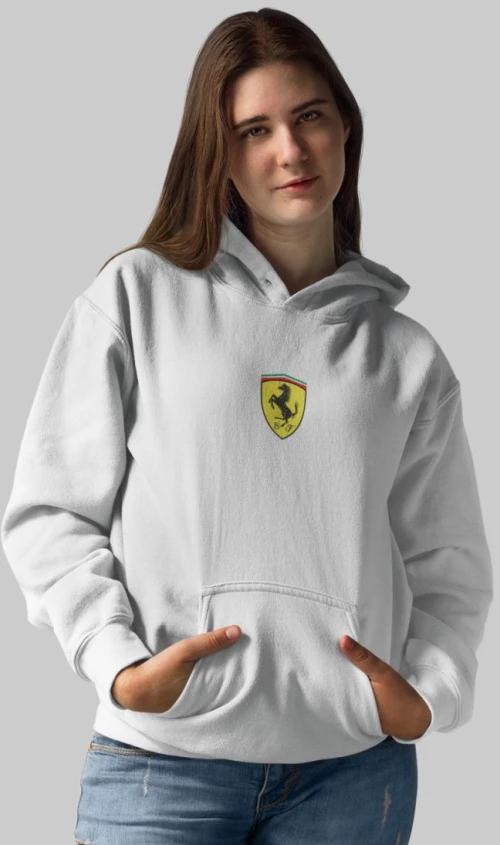 Leclerc x Ferrari Γυναικείο Φούτερ με Κουκούλα - WHITE