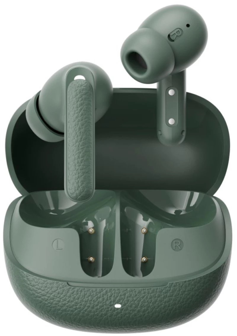 QCY Buds ANC Green (HT15)- 45db ANC TWS Earbuds 35h 5 mic ENC, ear-canal adaptive tech, leather case
