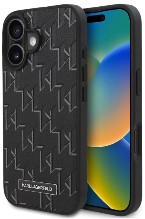 Karl Lagerfeld Hot Stamp Magsafe iPhone 16 Plus Case - Black