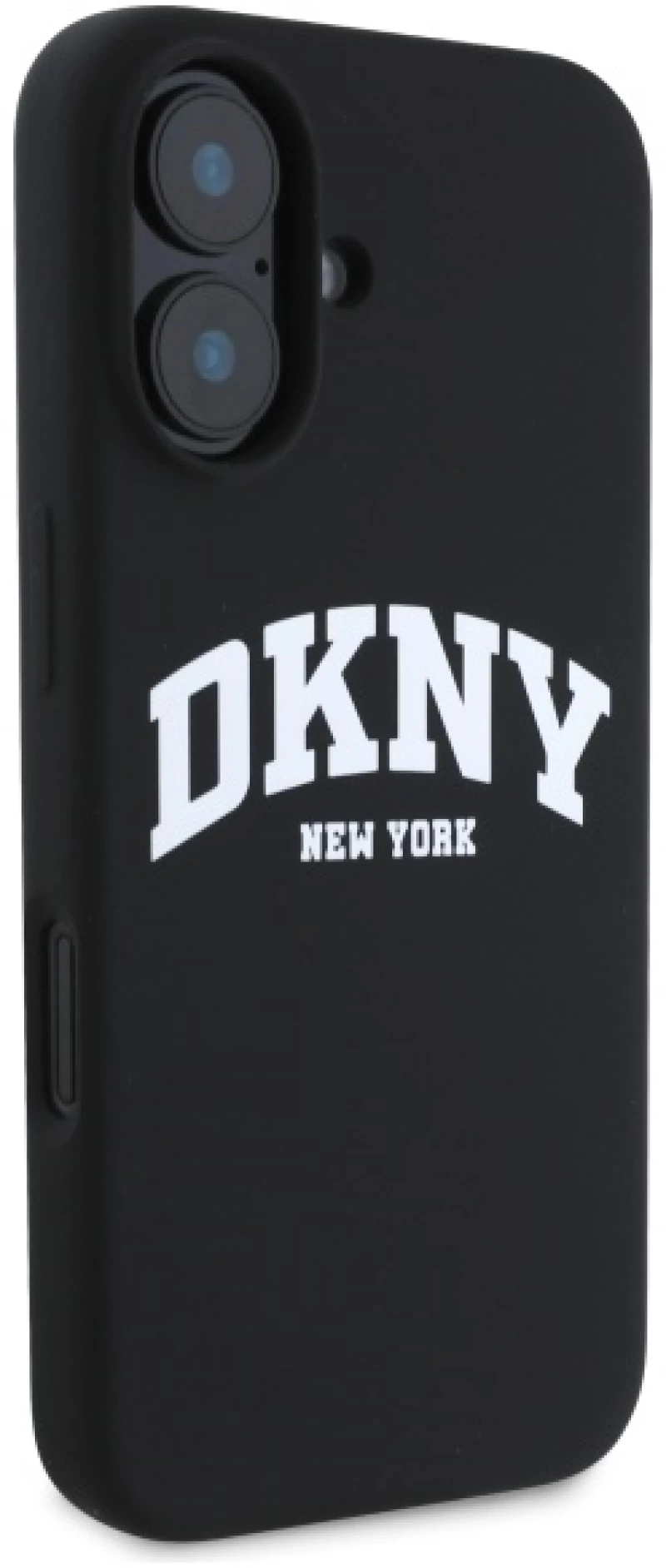 DKNY Silicone White Printed Logo MagSafe iPhone 16 Case - Black