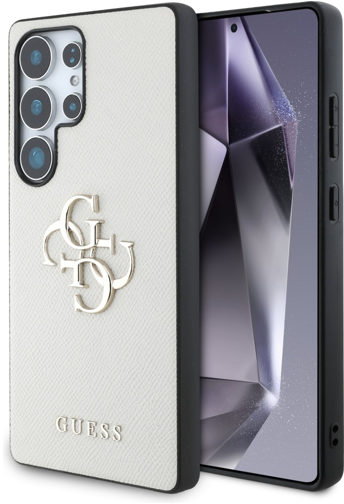 Guess Grained Big 4G Logo Small Classic Logo Case for Samsung Galaxy S25 Ultra beige