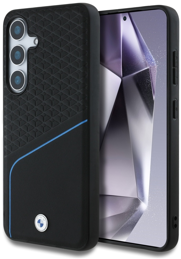 BMW Leather Textured and Smooth MagSafe Case for Samsung Galaxy S25 - Black