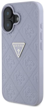 Guess Hot Stamp 4G Pattern Triangle Metal Logo iPhone 16 Case - Purple
