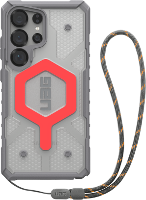 UAG Pathfinder Clear Magnet Bundle Magnetic Case and Wrist Strap for Samsung Galaxy S25 Ultra 5G - Gray/Red