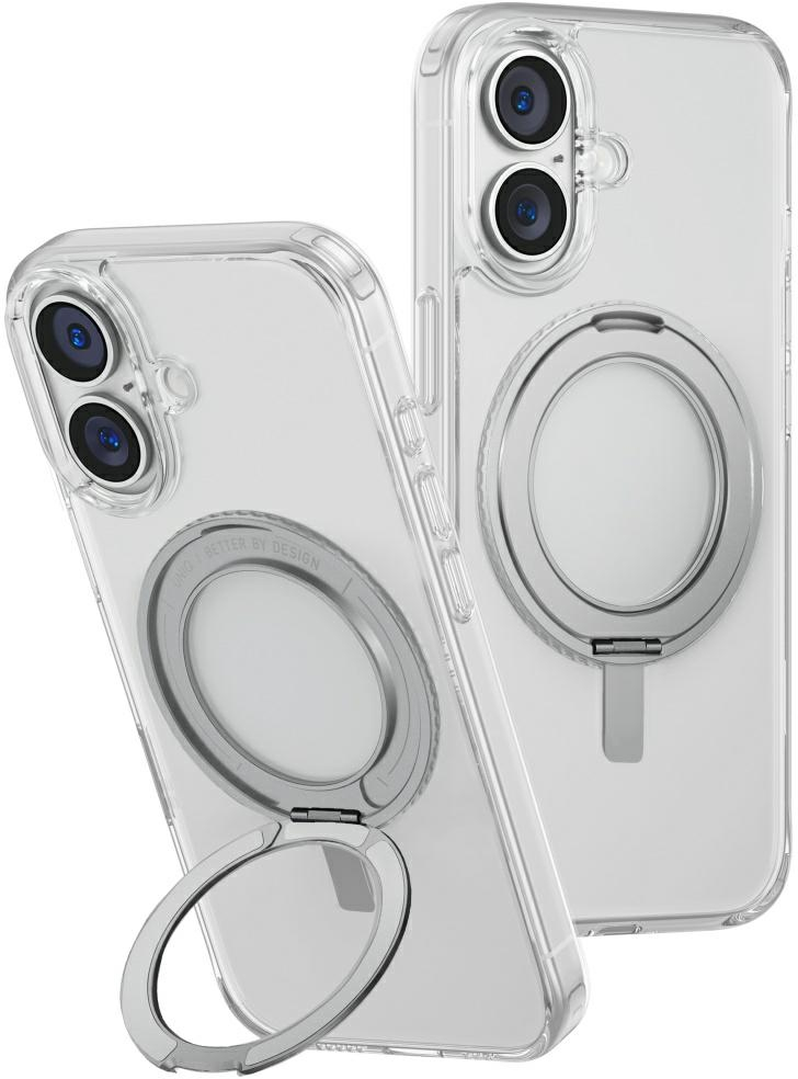 Uniq Swivix 360 Rotating Kickstand Case for iPhone 16 - Transparent