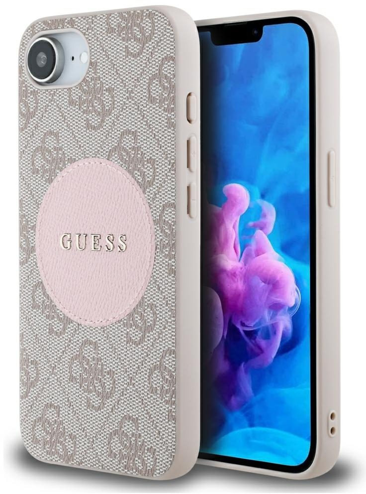 Guess 4G Circle Classic Logo MagSafe case for iPhone 16e - pink