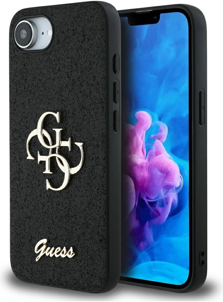 Guess Fixed Glitter Big 4G case for iPhone 16e - black