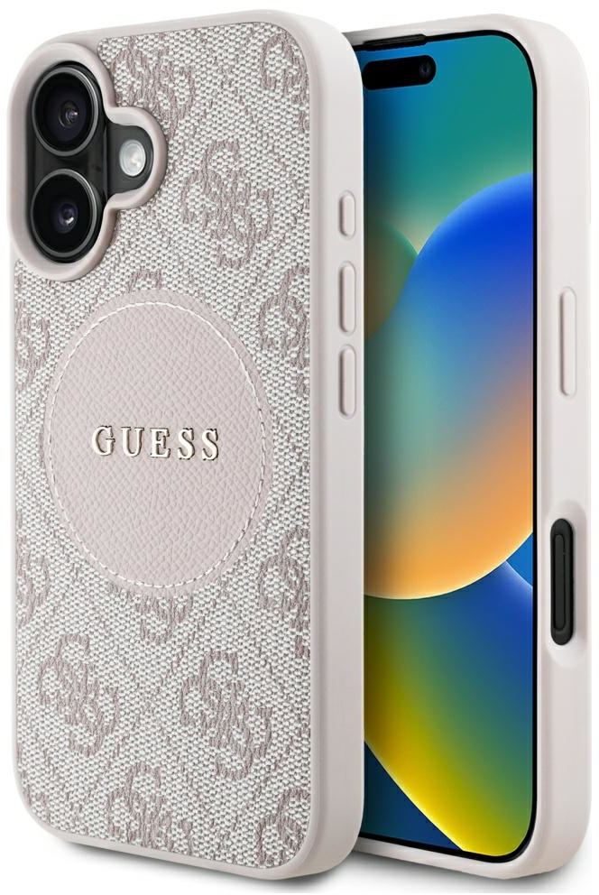 Guess 4G Circle Classic Logo MagSafe iPhone 16 Case - Pink
