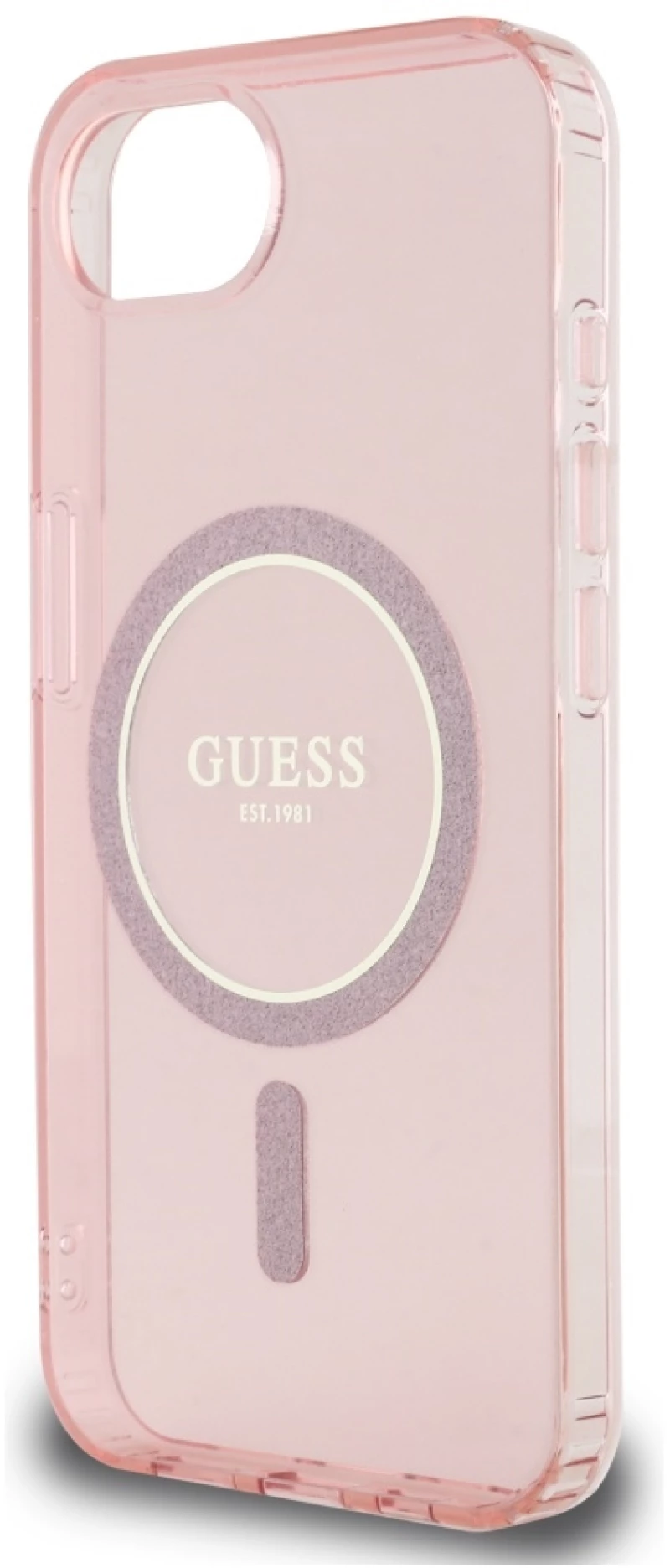 Guess IML Glitter Circle MagSafe case for iPhone 16e - pink