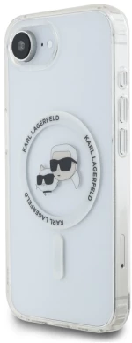 Karl Lagerfeld IML Metal Karl & Choupette Heads MagSafe iPhone 16e Case - White