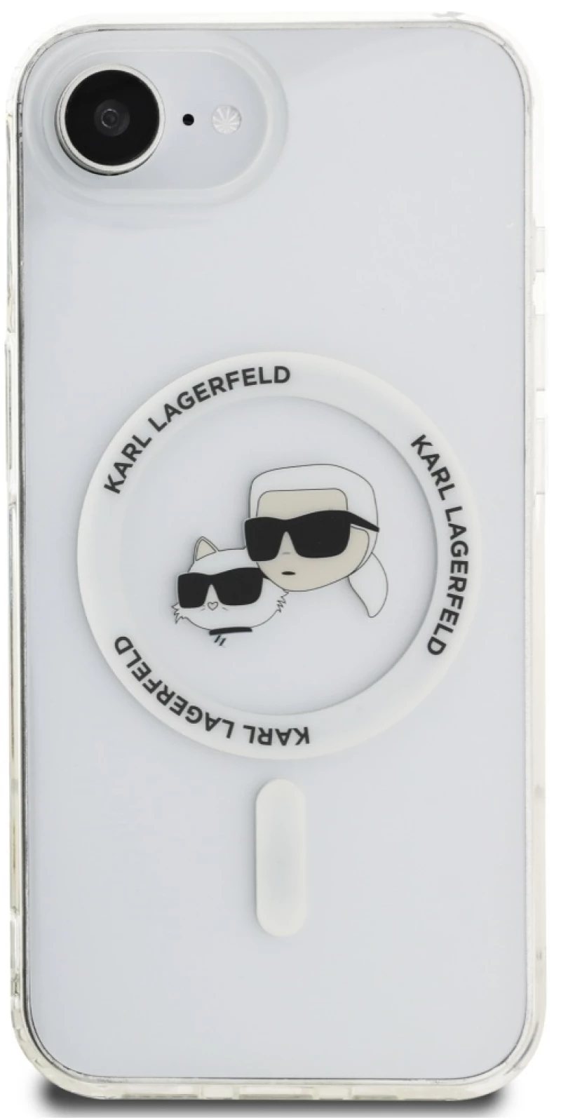 Karl Lagerfeld IML Metal Karl & Choupette Heads MagSafe iPhone 16e Case - White