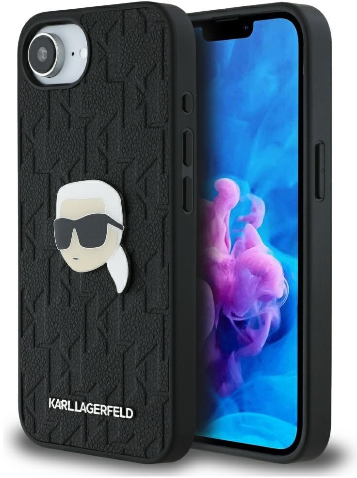 Karl Lagerfeld Monogram Karl Head Pin iPhone 16e Case - Black