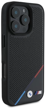 BMW M Perforated Tricolor Line MagSafe Case for iPhone 16 Pro - Black