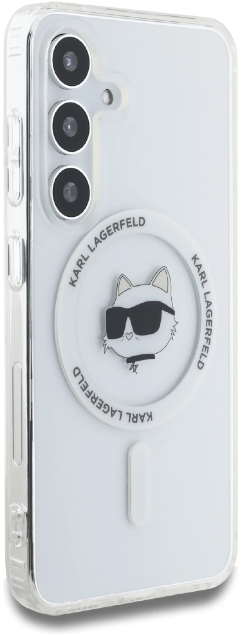 Case Karl Lagerfeld Button Choupette Head Printed Logo MagSafe Samsung Galaxy S25 white