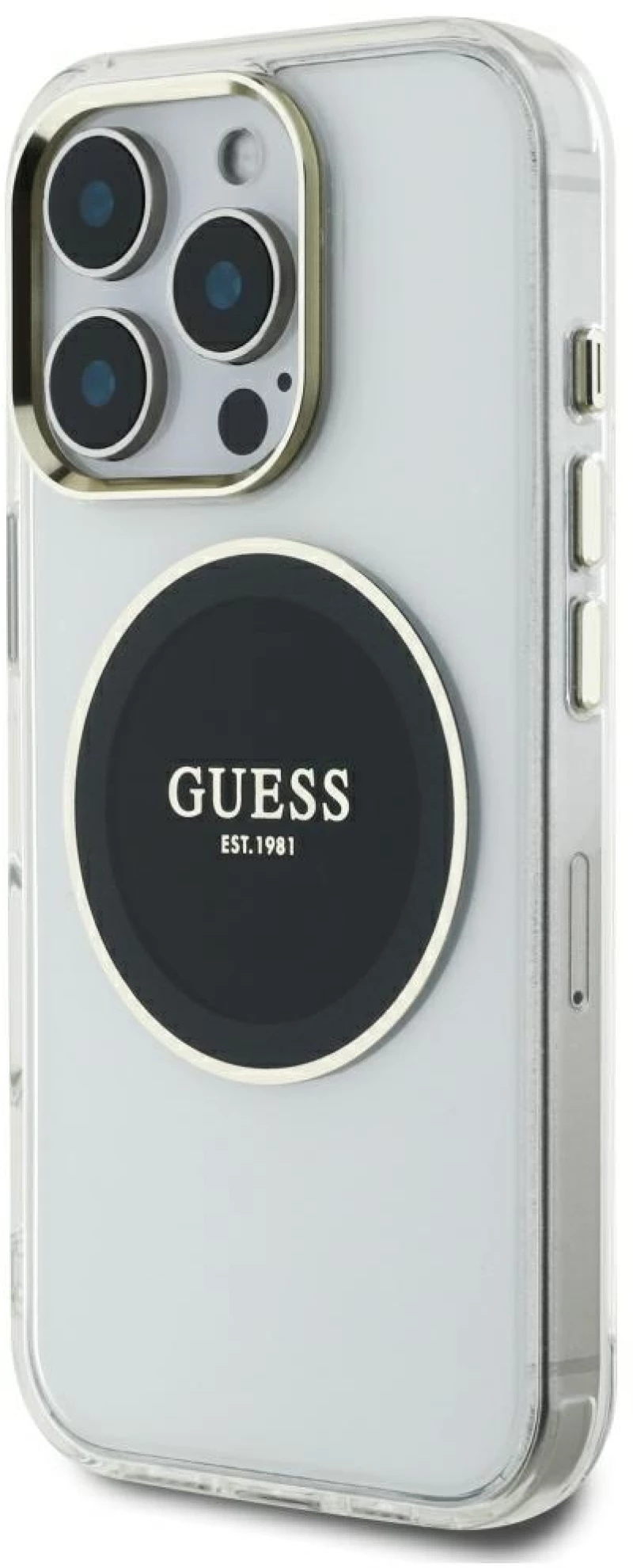 Guess IML Metal Colored Circle Classic Logo MagSafe Case for iPhone 16 Pro Max - Black