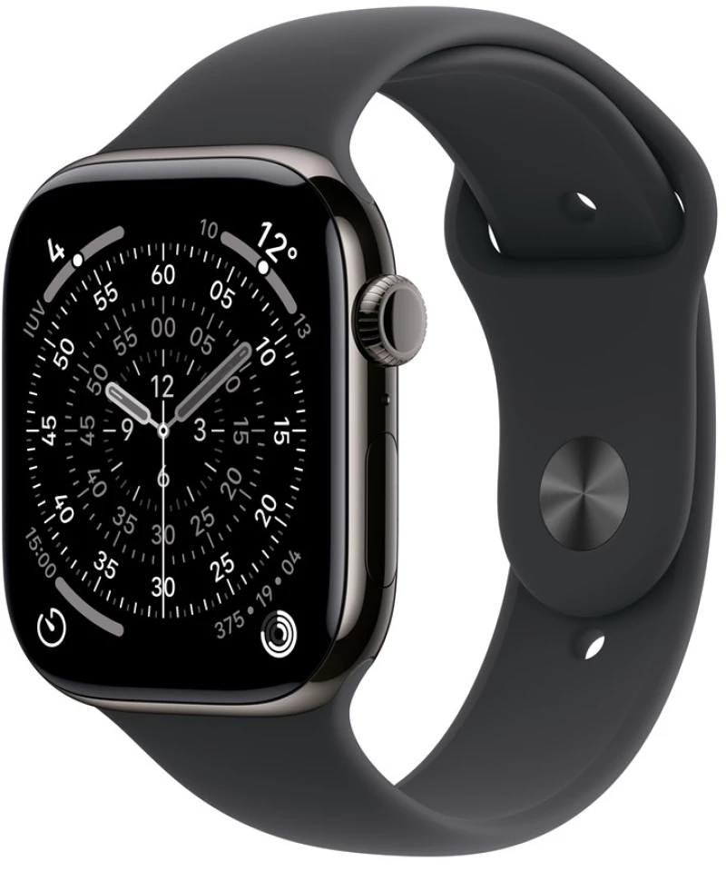 Apple Watch Series 11 GPS + Cellular 42mm Slate Titanium Case with Black Sport Band - M/L