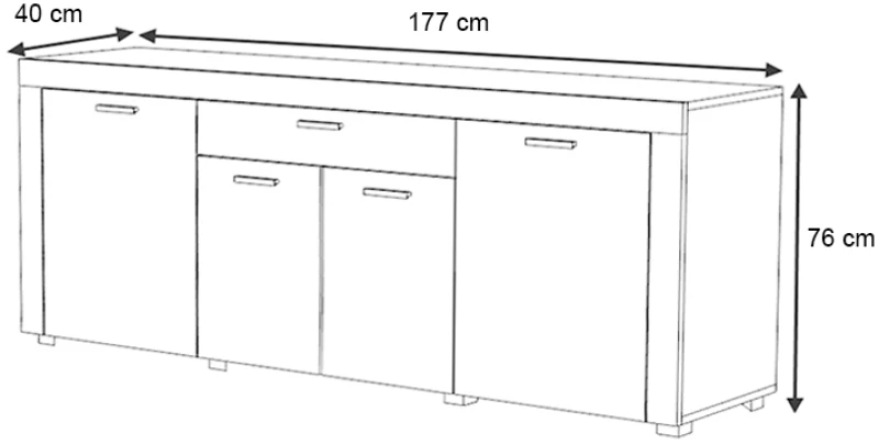 Μπουφές Joseph χρώμα λευκό 177x40x76εκ.