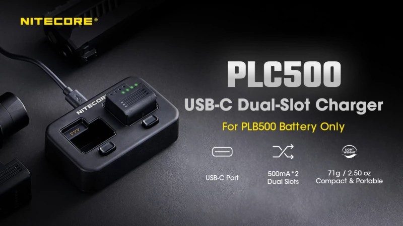 ΦΟΡΤΙΣΤΗΣ ΓΙΑ 2ΜΠΑΤΑΡΙΕΣ NITECORE PLB500 για ΦΑΚΟΥΣ NPL