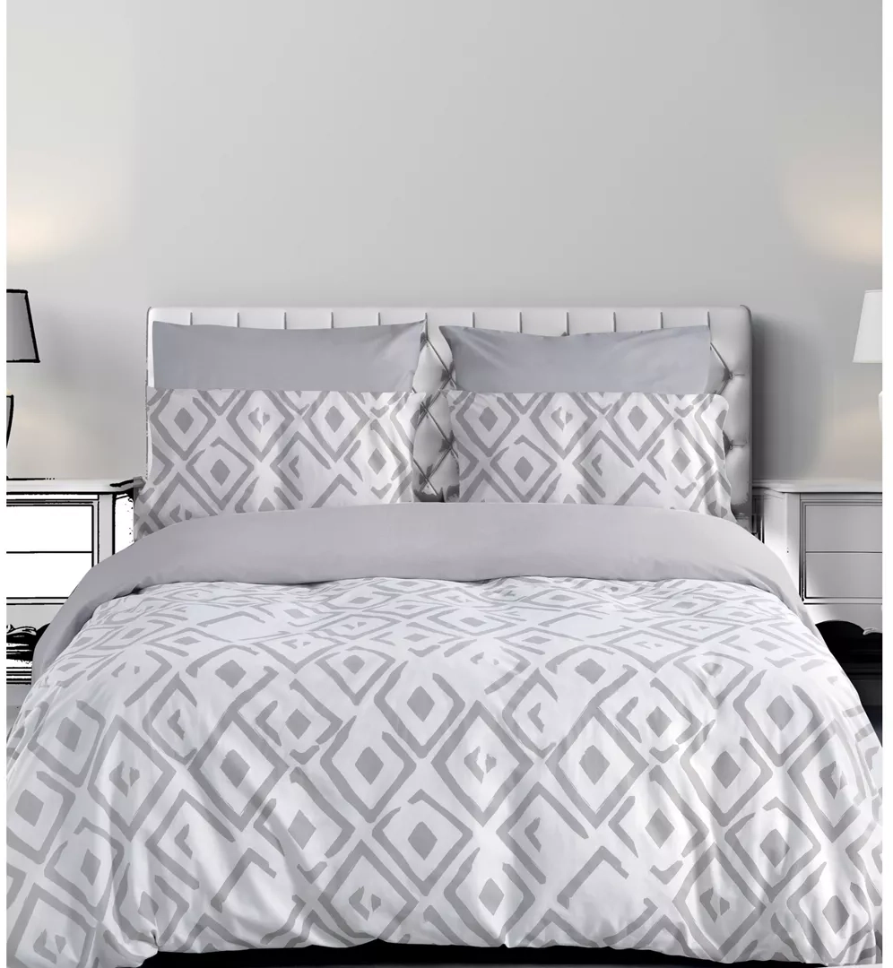 ROMVOS2 GREY ΠΑΠΛΩΜΑΤΟΘΗΚΗ ΜΟΝΗ160X240CM 50X70CM  144TC 100% COTTON - -