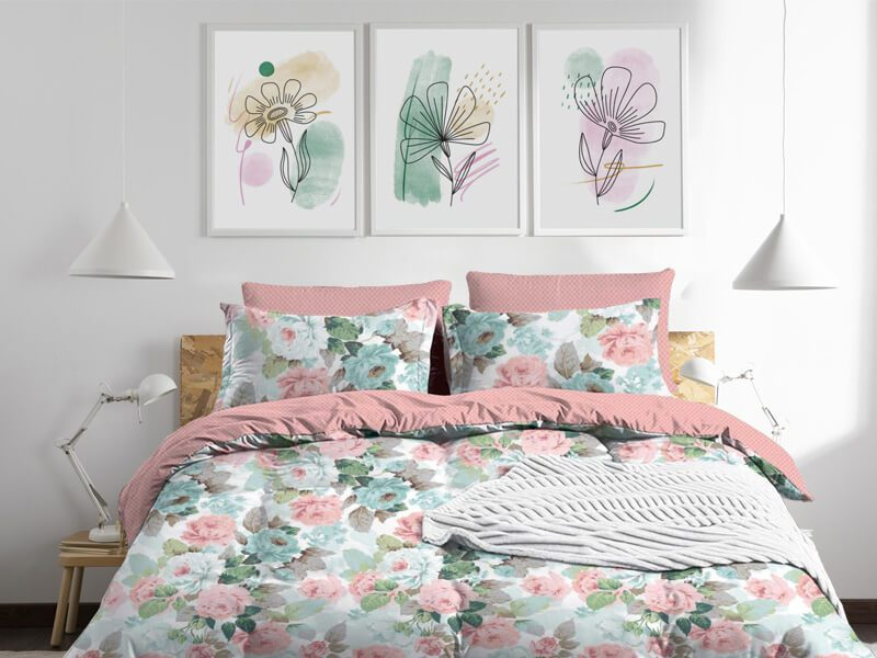 Σετ Σεντόνια Πολύχρωμα Τριανταφυλλάκια 100% Βαμβακερά Γαρύφαλλο - 160x260, Χωρίς Λάστιχο