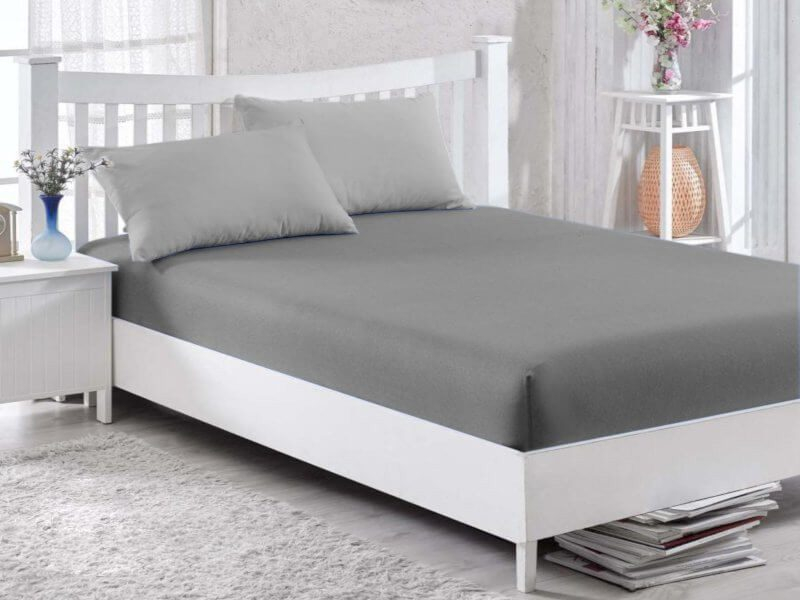 Κατωσέντονο με Λάστιχο Γκρι 100% Βαμβακερό Γαρύφαλλο 100-180x200+30cm - 100x200+30