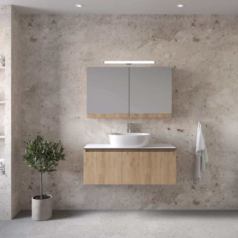 Σετ Έπιπλο Μπάνιου Sevilla Walnut Μ101ΧΠ46ΧΥ50cm με Επιτραπέζιο Νιπτήρα