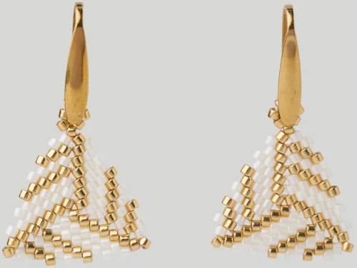 Miyuki Triangle Earring – White/Gold