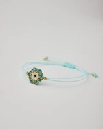 Turquoise & Gold Miyuki Eye Bracelet