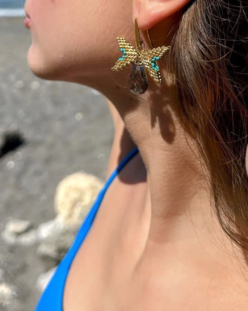 Miyuki Butterfly Earrings with Drop