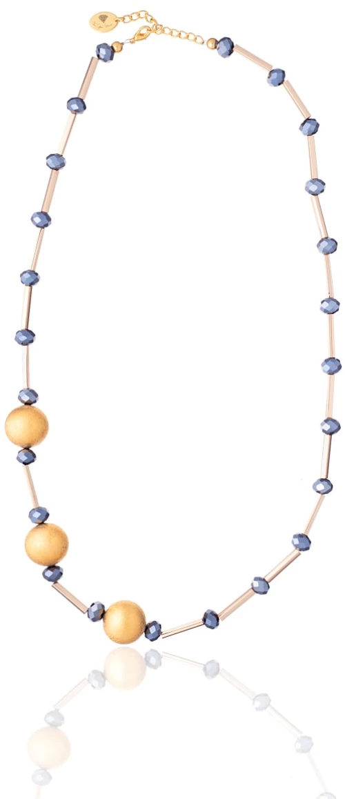 Blue Black Crystals Necklace