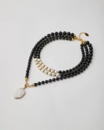 Multilayer Black White Marble Necklace