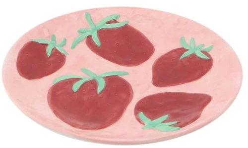 Beauty Home Πιάτο με σχέδια Φράουλες – Ροζ/ Κόκκινο 17,5×17,5x2cm