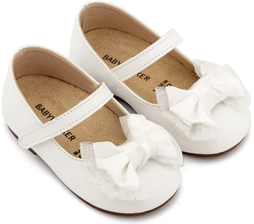 Babywalker Γοβάκι Μονή Μπαρέτα Διακοσμημένη με Φιόγκο BS3599 Λευκό
