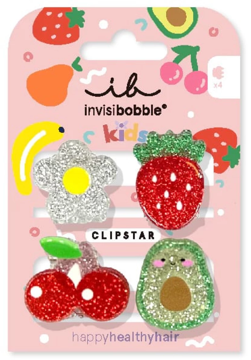 Invisibobble | Clipstar Kids Frutti Fun Παιδικά Τσιμπιδάκια Μαλλιών | 4τεμ