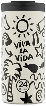 Ποτήρι - Θερμός Travel 600ml Viva La Vida White-Black 24Bottles