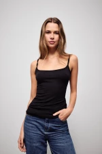 Γυναικείο φανελάκι Pink Label - Μαύρο - Λεπτή Τιράντα - Regular Fit - Viscose