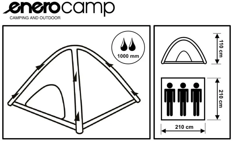 ΦΟΥΣΚΩΤΗ ΣΚΗΝΗ CAMPING 3 ΑΤΟΜΩΝ 210x210x110CM ENERO CAMP