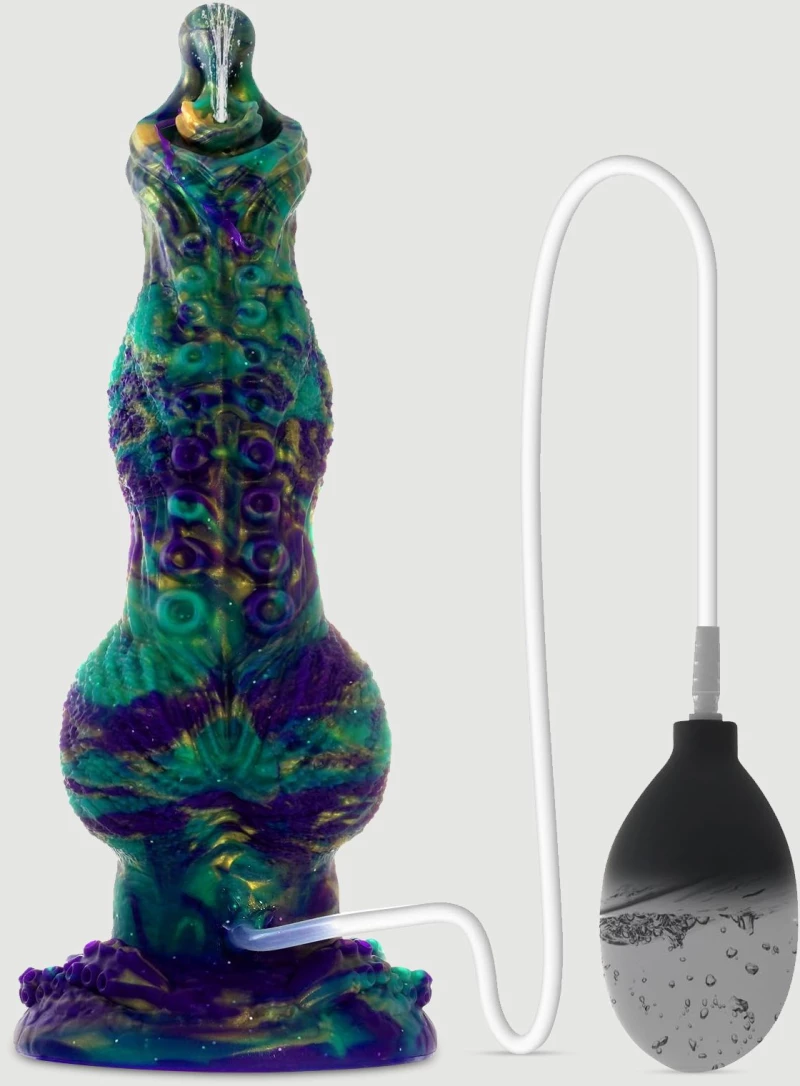 Dildo Σιλικόνης Που Εκσπερματίζει Με Διογκωμένο Κεφάλι Monster Silicone Ejaculating Dildo With Protruded Tip - Πράσινο