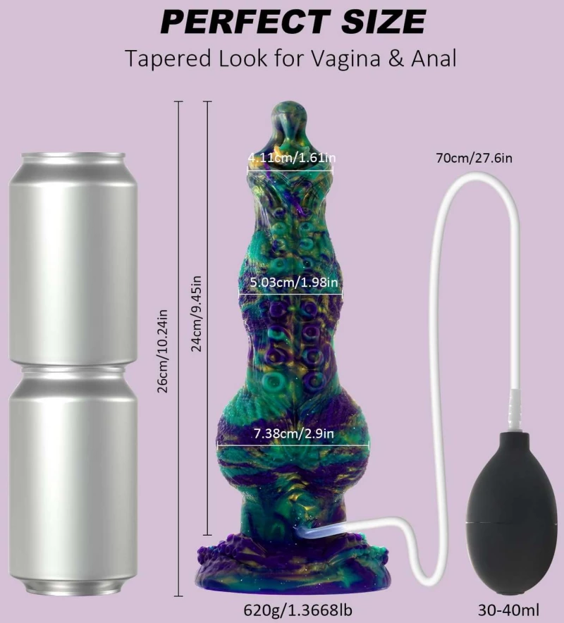 Dildo Σιλικόνης Που Εκσπερματίζει Με Διογκωμένο Κεφάλι Monster Silicone Ejaculating Dildo With Protruded Tip - Πράσινο