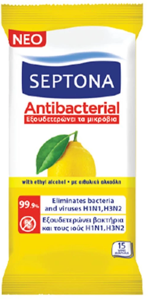 SEPTONA antibacterial λεμόνι 15τεμαχια